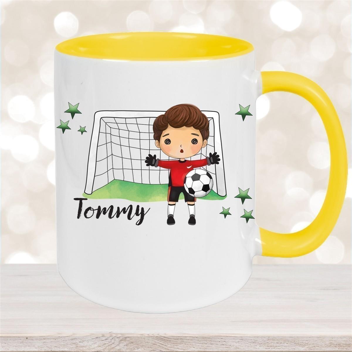 Tasse Fußball 3 Wunschname Keramik Kinderbecher personalisiert versch. Farben