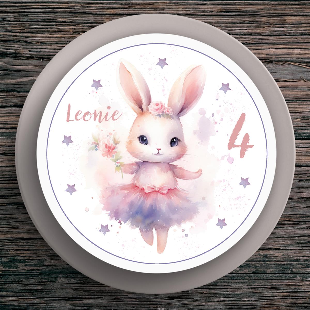 Tortenaufleger Geburtstag Hase #2 Name & Zahl (20cm)