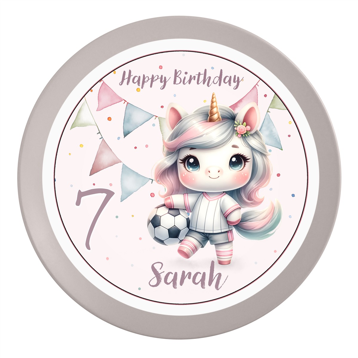 Tortenaufleger Geburtstag Fußball #8 Einhorn Unicorn Name & Zahl (20cm) Fondant Papier