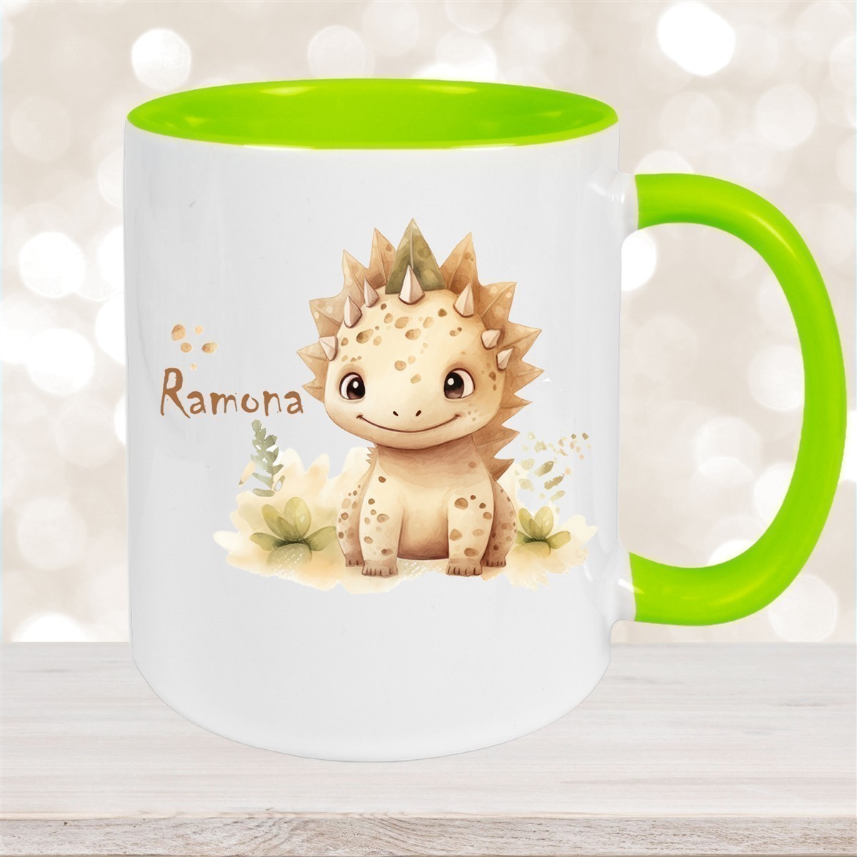 Tasse Wunschname Dino #2 Keramik Kinderbecher versch. Farben