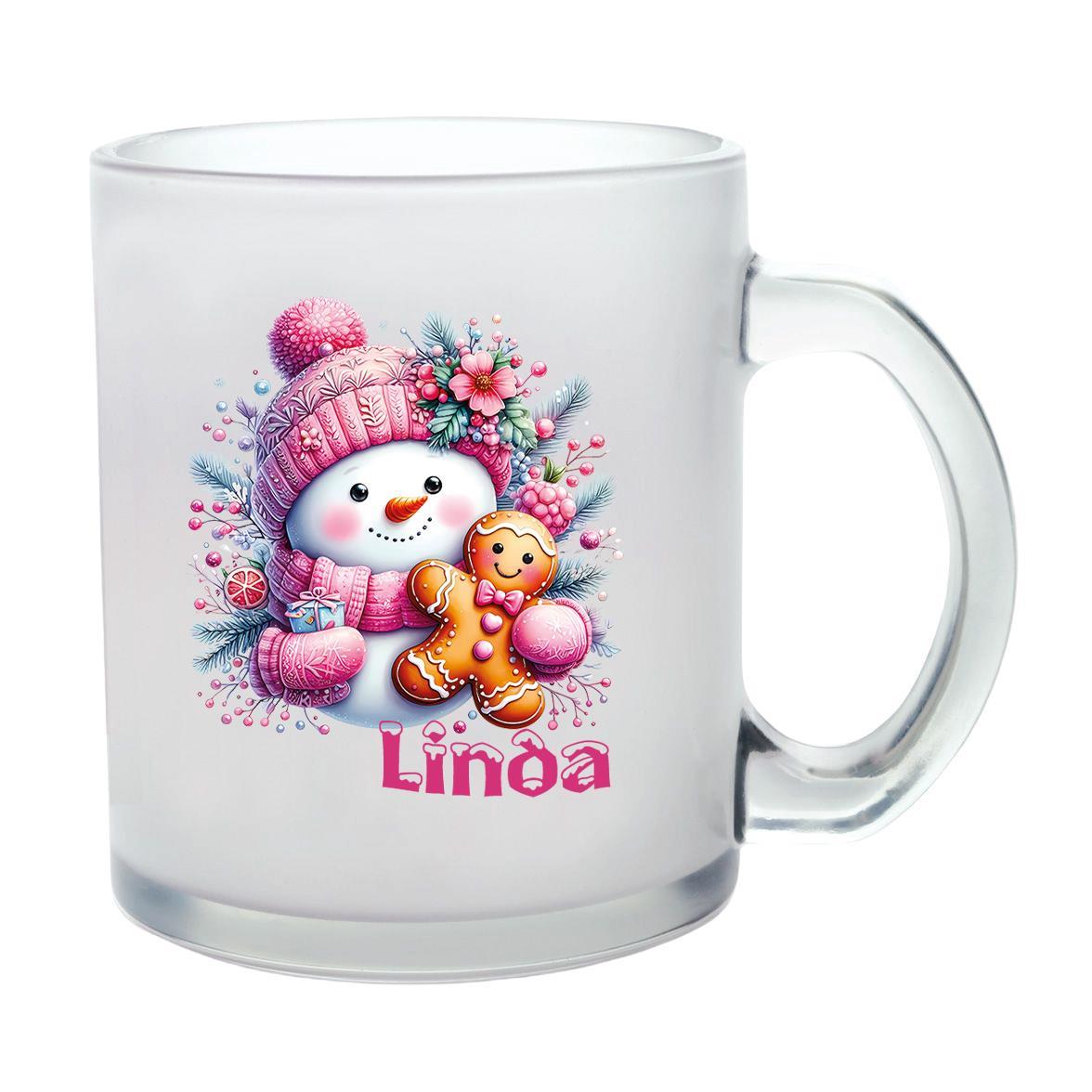 Milchglastasse Wunschname Weihnachten Schneemann 2 Glas Kinderbecher SONDEREDITION