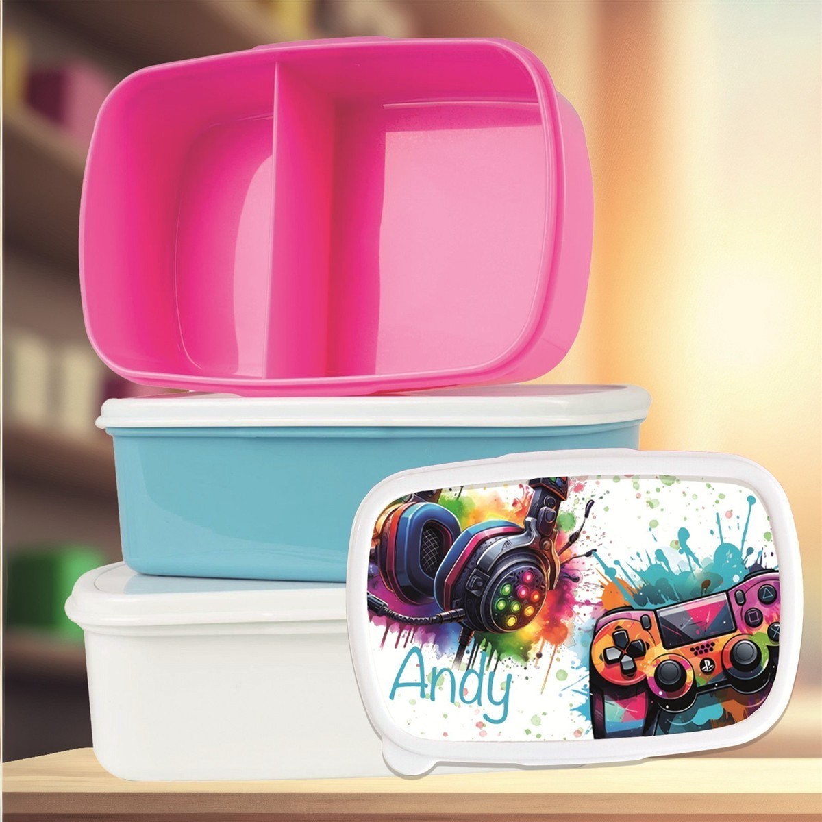 Brotdose mit Namen Gamer #03 – Personalisierte Lunchbox für Schule & Kindergarten Weiß Brotdose mit Namen Gamer #03 – Personalisierte Lunchbox für Schule & Kindergarten Weiß