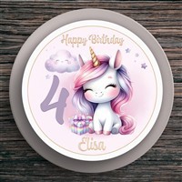 Tortenaufleger Geburtstag Einhorn #6 Name & Zahl (20cm) Fondant Papier