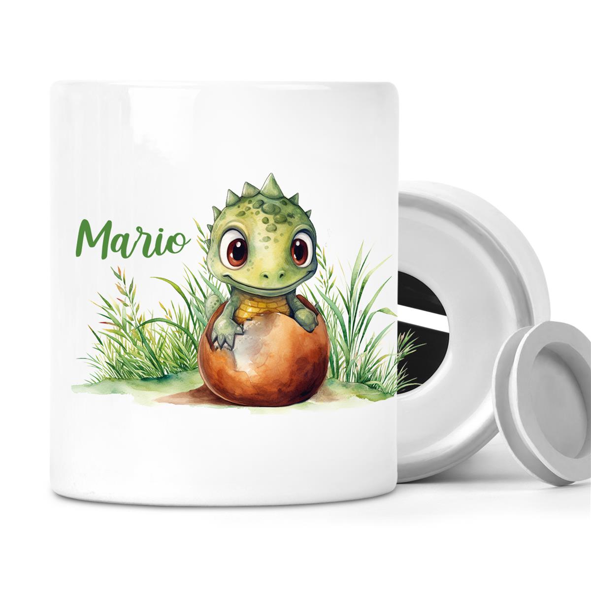 Spardose mit Wunschname Dino 7 personalisiert