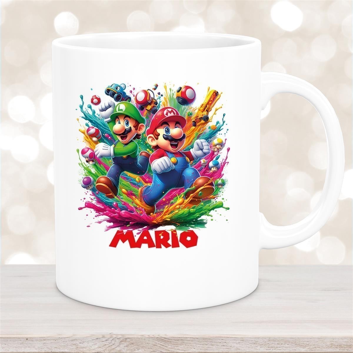 Tasse Wunschname Super-Mario #6 Keramik Kinderbecher personalisiert Weiß Tasse Wunschname Super-Mario #6 Keramik Kinderbecher personalisiert versch. Farben