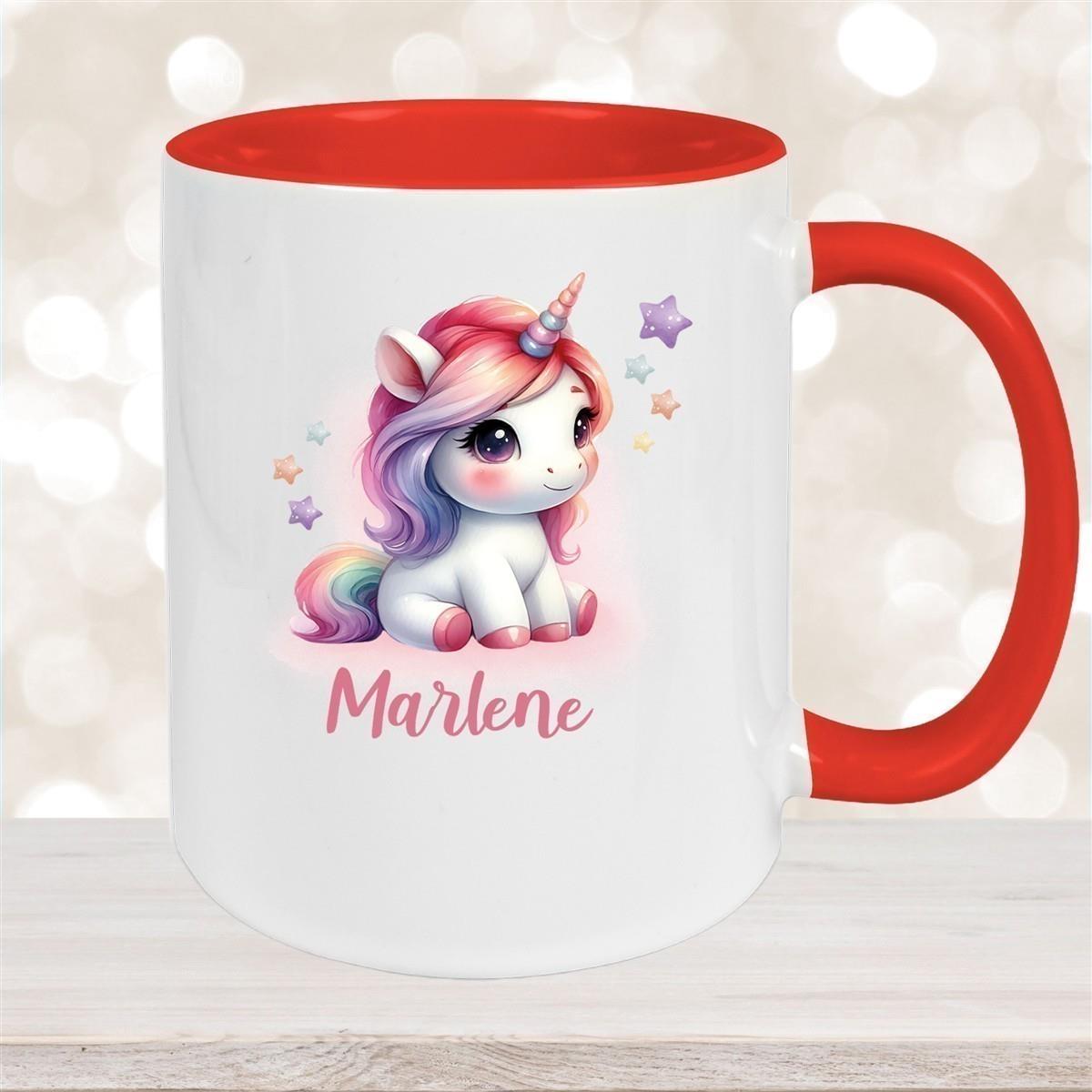 Tasse Einhorn 10 Wunschname Keramik Kinderbecher personalisiert versch. Farben