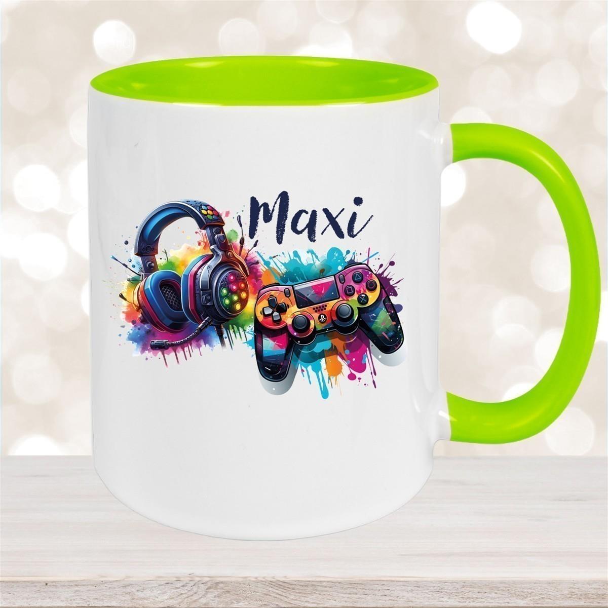 Tasse Gamer 3 Wunschname Keramik Kinderbecher personalisiert versch. Farben