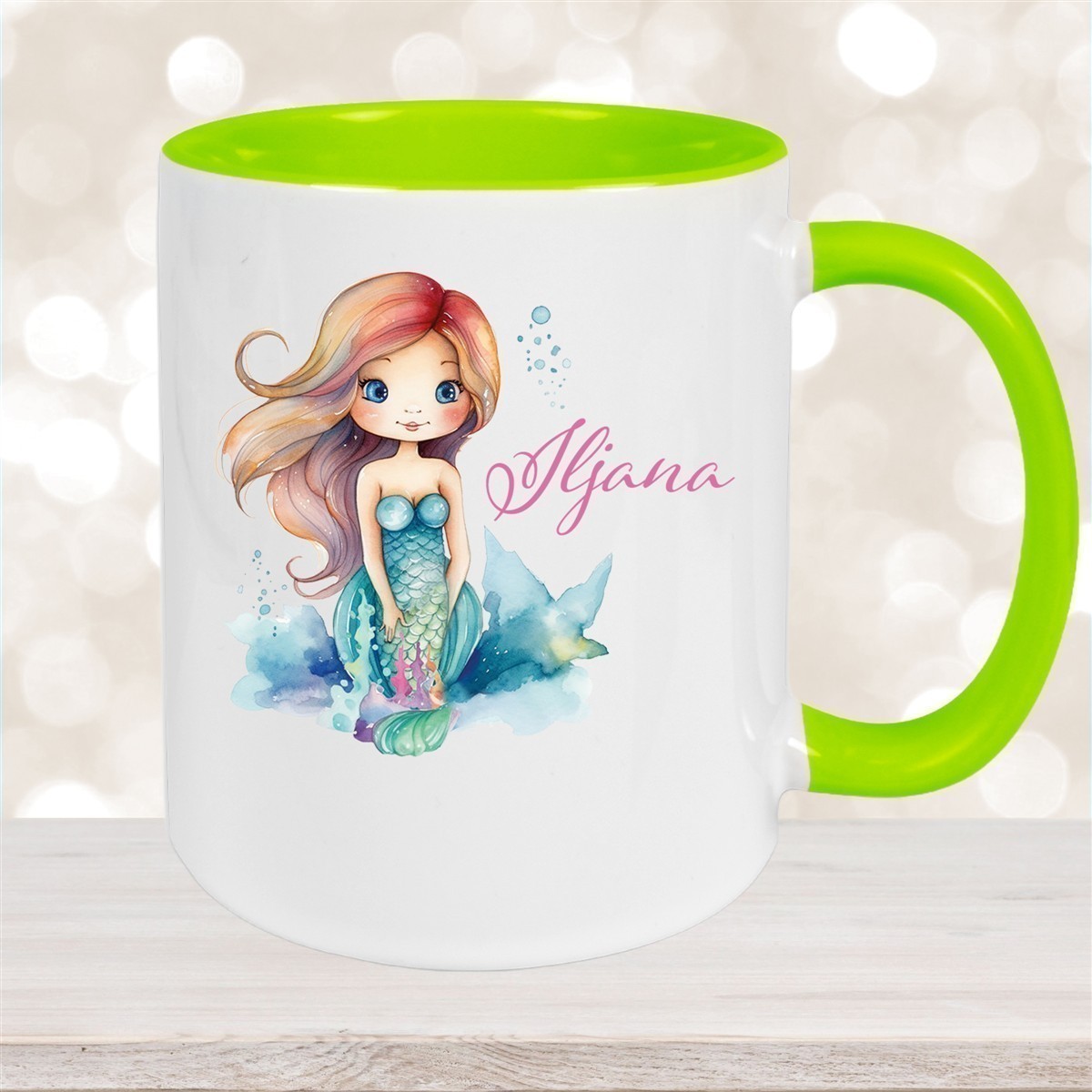 Tasse Wunschname Meerjungfrau #2 Keramik Kinderbecher versch. Farben