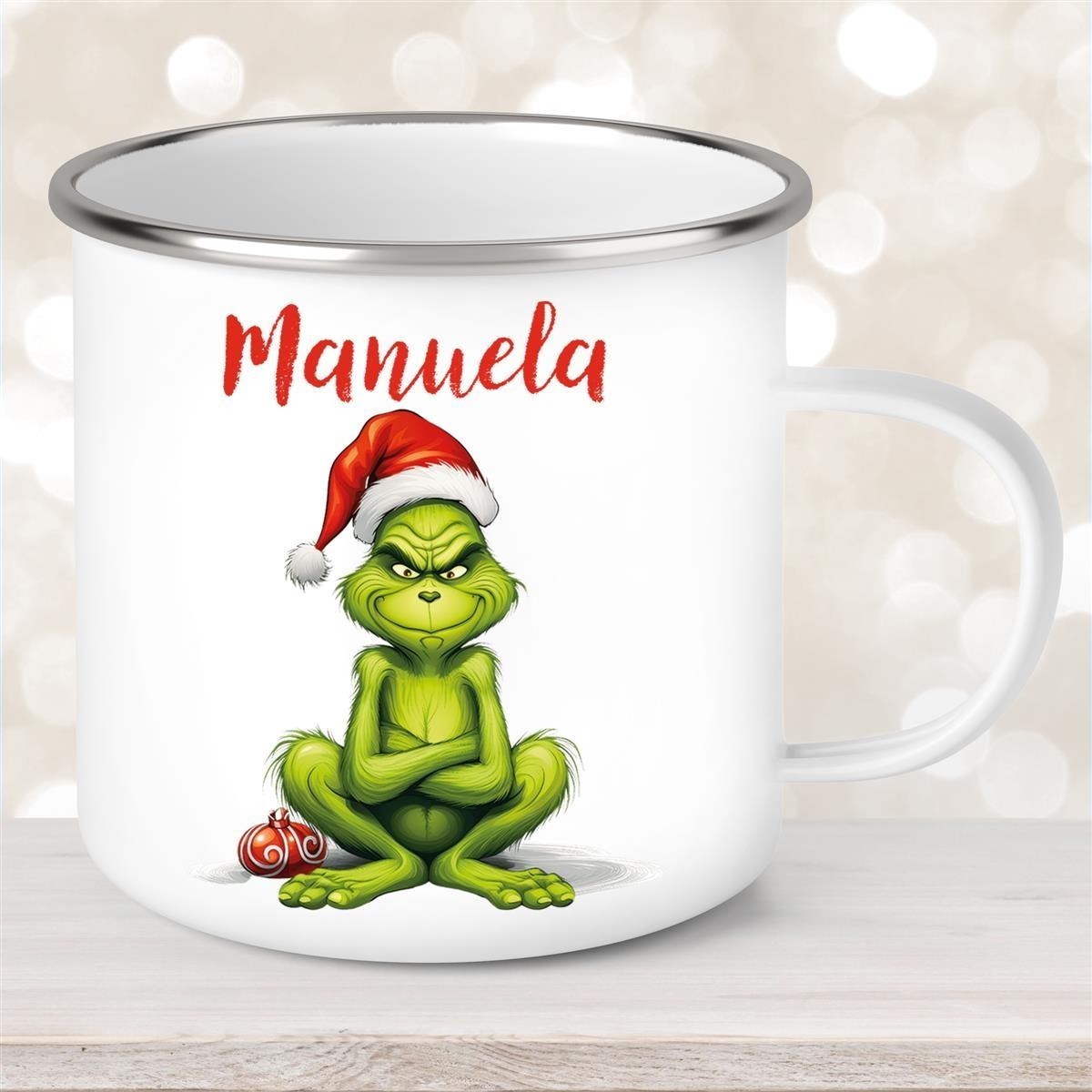 Tasse Wunschname Weihnachten Grinch #4 Emaille Kinderbecher Tasse Wunschname Weihnachten Grinch #4 Emaille Kinderbecher