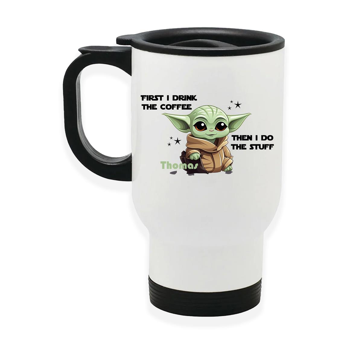 Edelstahl-Thermobecher mit Deckel Baby Yoda #2 weiß