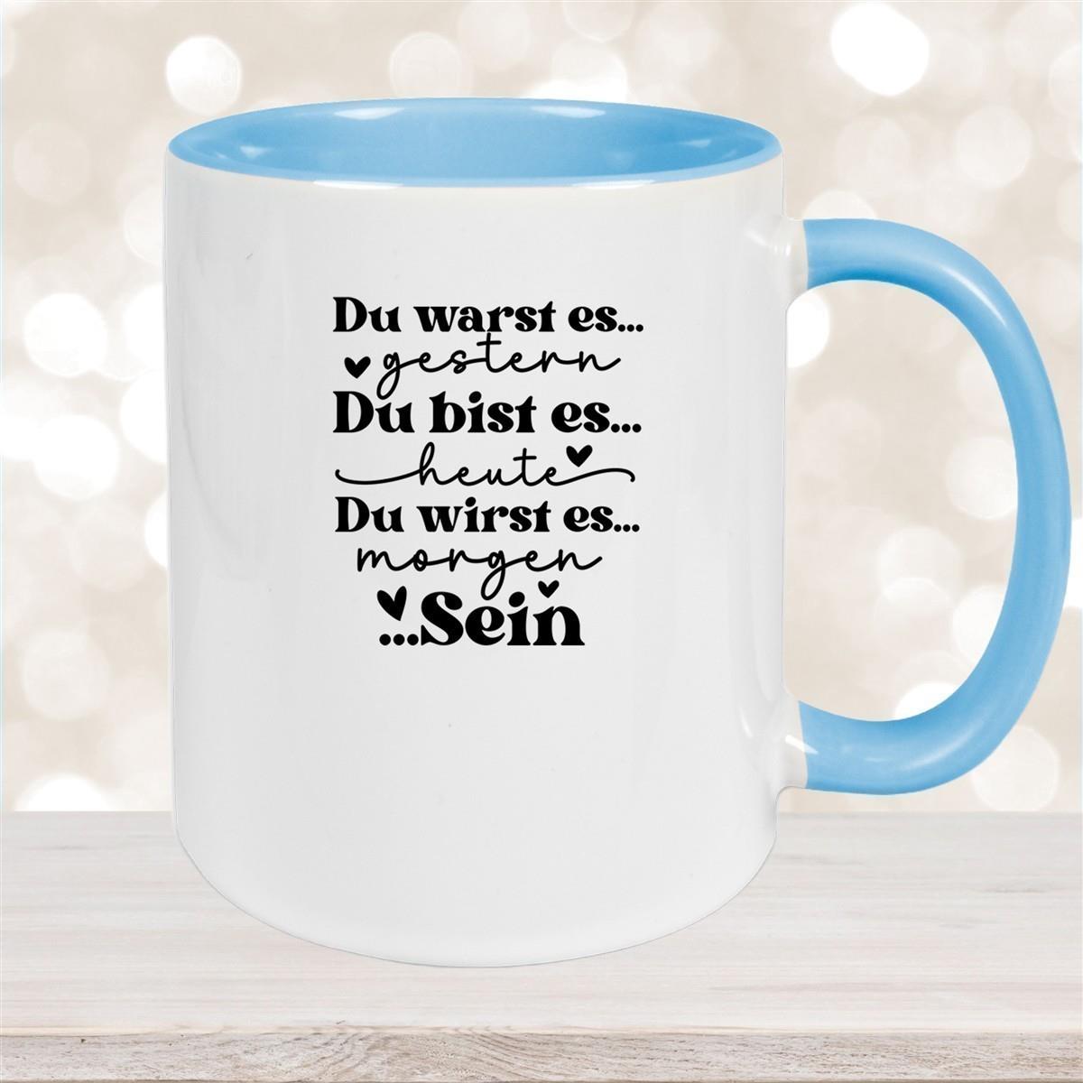 Tasse Spruch "Du bist es" Valentinstag 12 Keramik versch. Farben