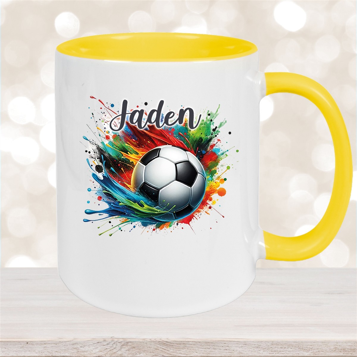 Tasse Wunschname Fußball #11 Keramik Kinderbecher versch. Farben
