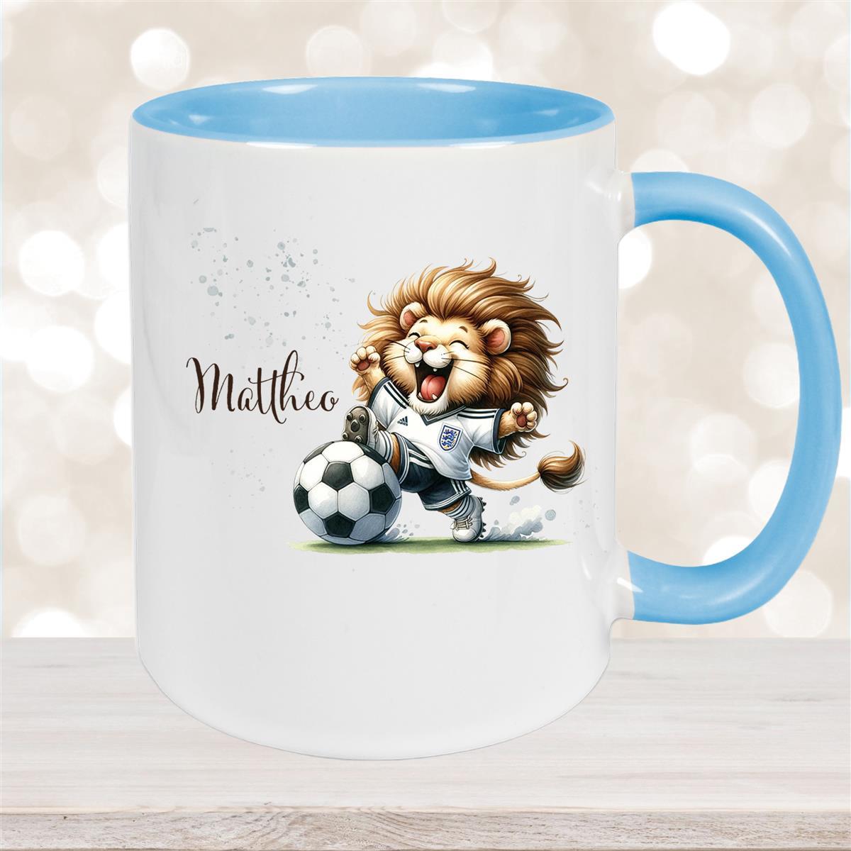 Tasse Fußball #9 Wunschname Keramik Kinderbecher personalisiert versch. Farben