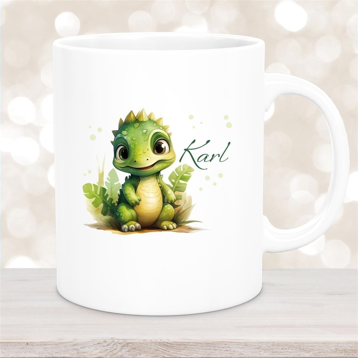 Tasse Dino #16 Wunschname Keramik Kinderbecher Personalisiert Weiß Tasse Dino #16 Wunschname Keramik Kinderbecher Personalisiert versch. Farben