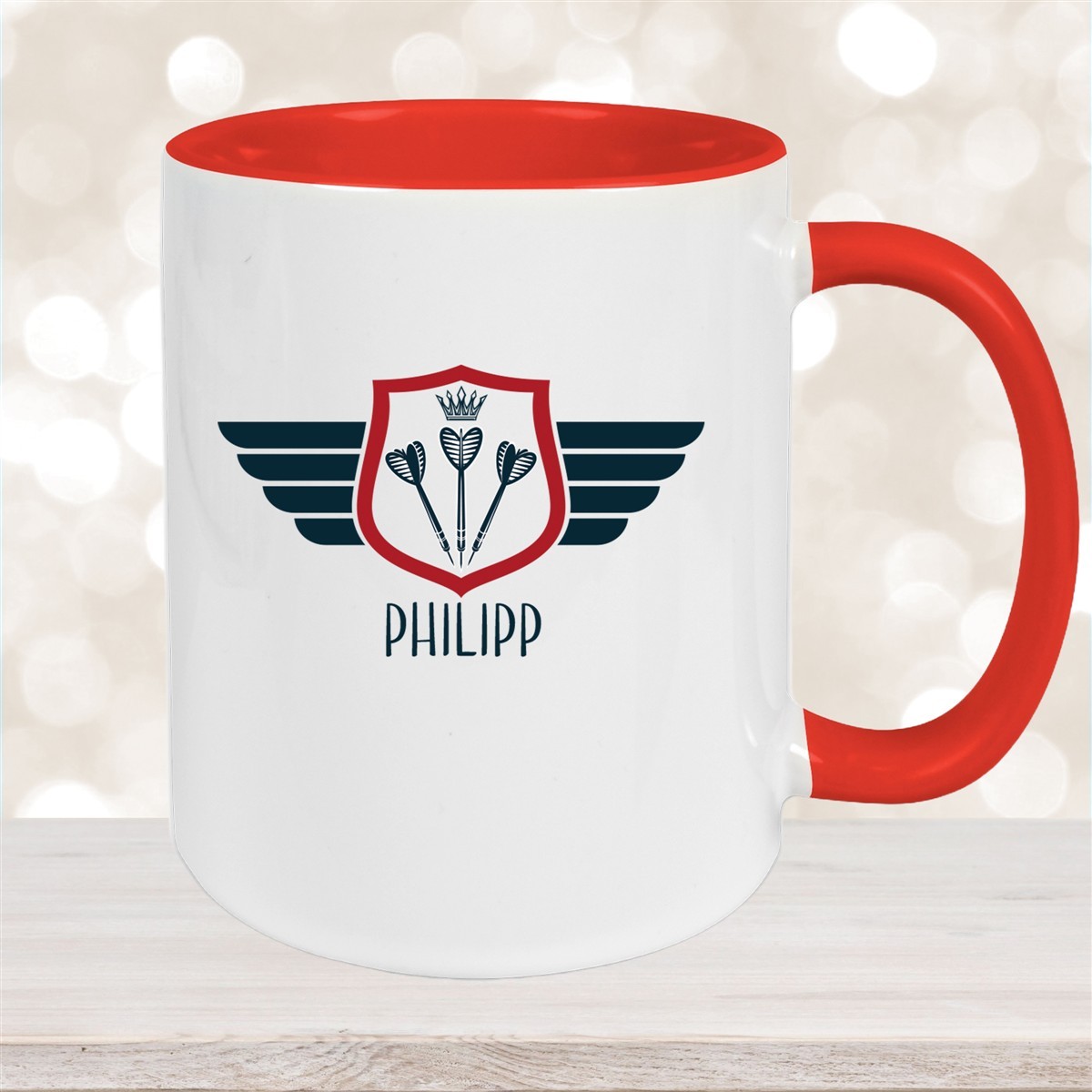 Tasse Dart #2 Wunschname Keramik Kinderbecher personalisiert Rot