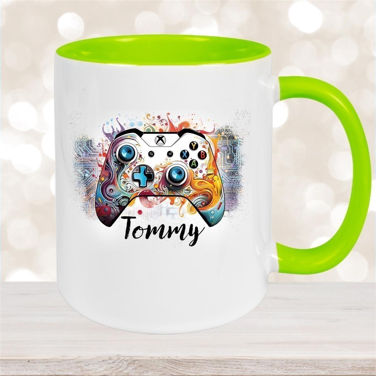 Tasse Gamer 2 Wunschname Keramik Kinderbecher personalisiert versch. Farben