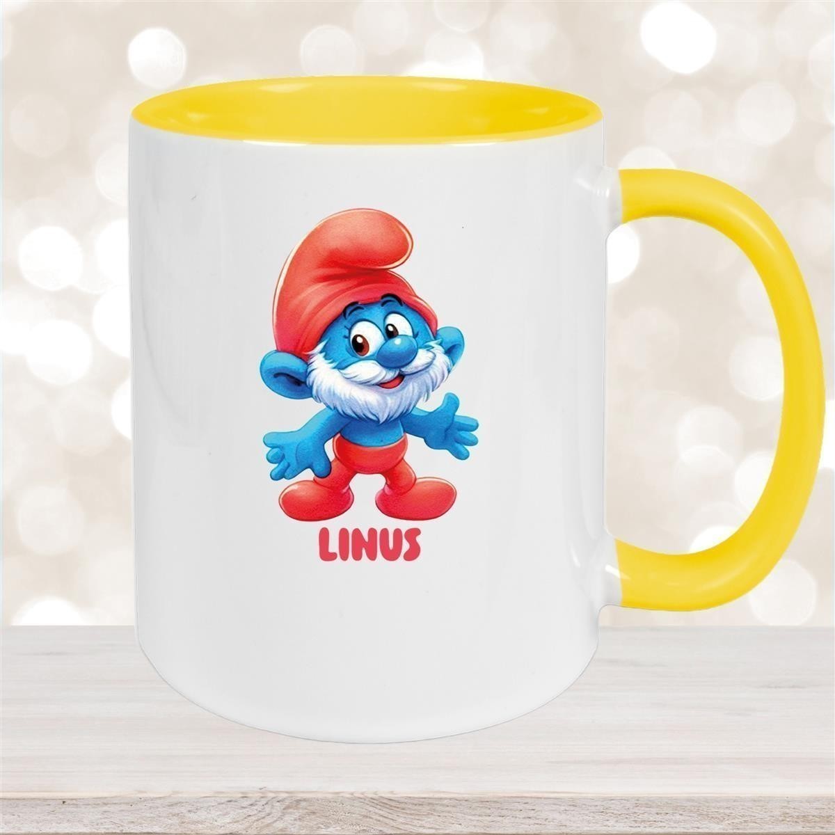 Tasse Kinder Schlumpf #4 Papa Schlumpf Wunschname Keramik Kinderbecher personalisiert versch. Farben