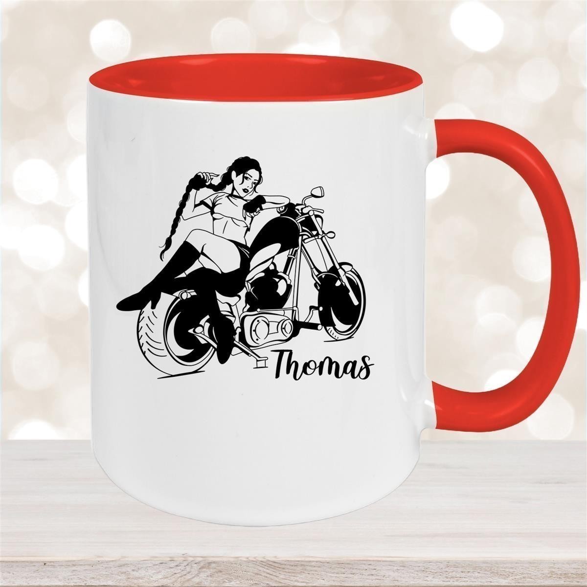 Tasse Bike #01, Biker Girl, Motorrad Keramik personalisiert versch. Farben