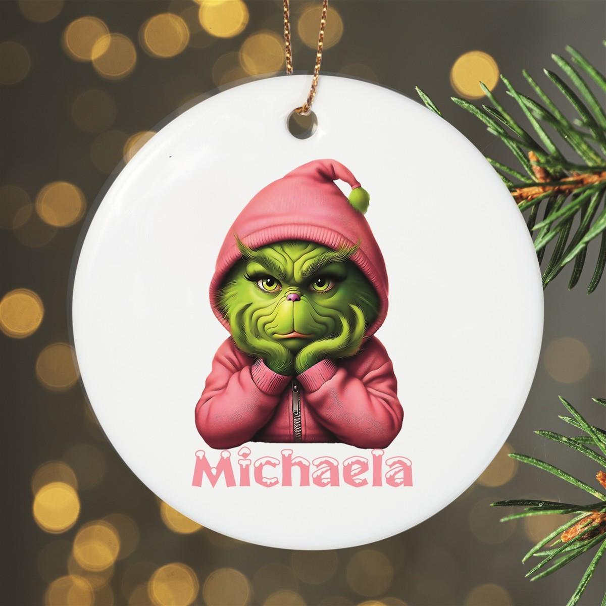 Weihnachtsanhänger personalisiert Grinch 10 Name Motiv Anhänger Keramik, Weihnachtsschmuck, Weihnachtskugel, Christbaumschmuck versch. Formen