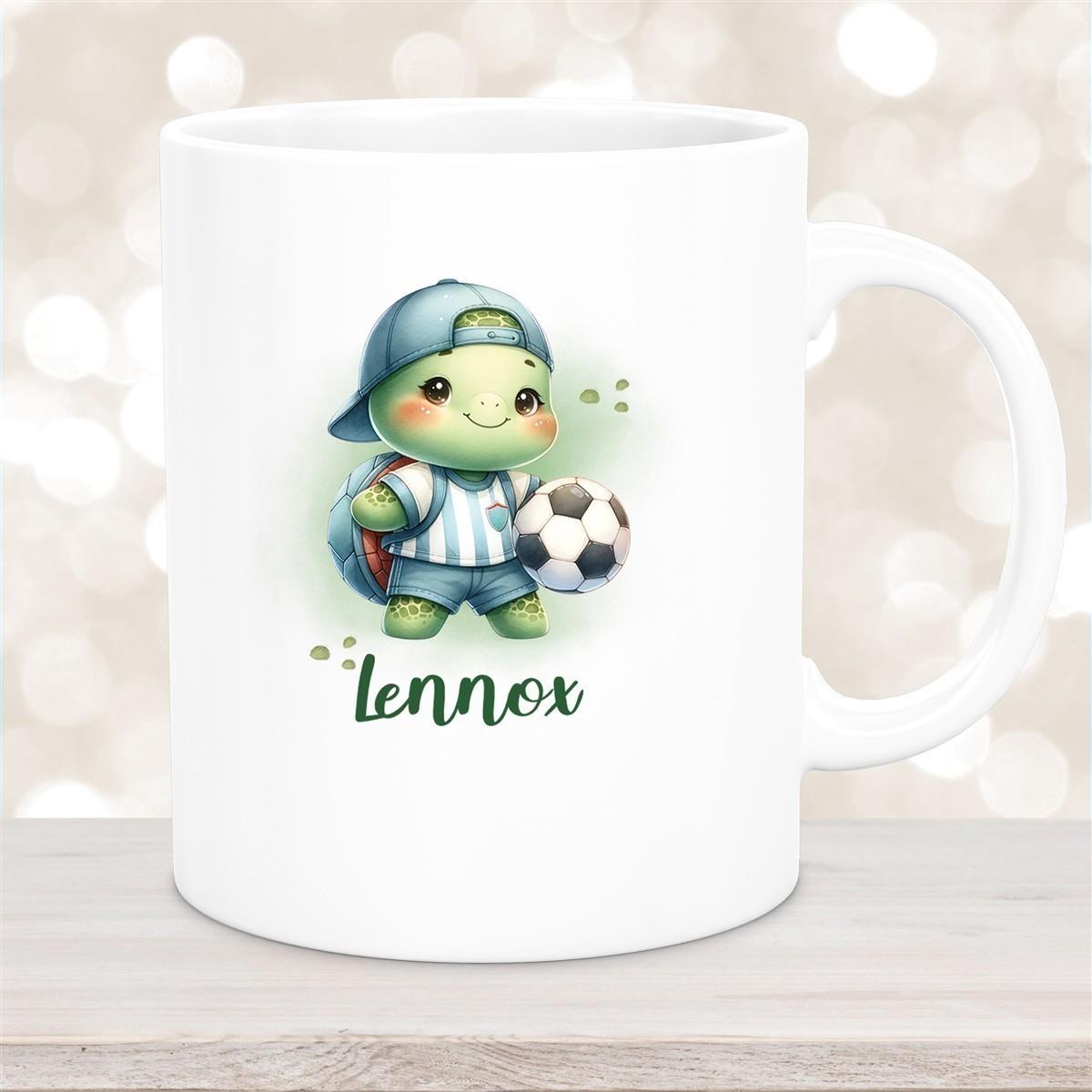 Tasse Wunschname Fußball 14 Personalisiert Keramik Kinderbecher versch. Farben