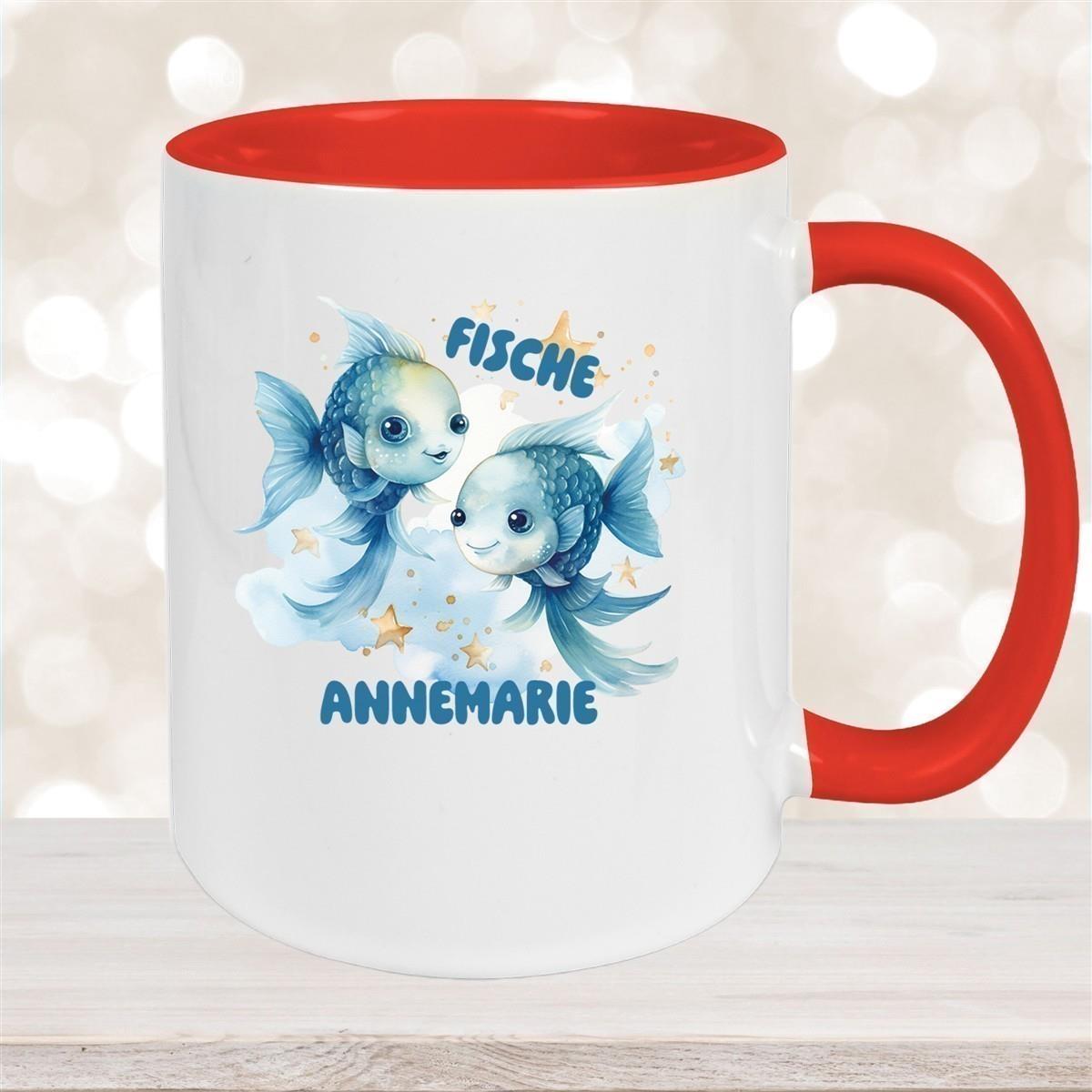 Tasse Sternzeichen Kinder Fische 1 Wunschname Keramik Kinderbecher personalisiert versch. Farben
