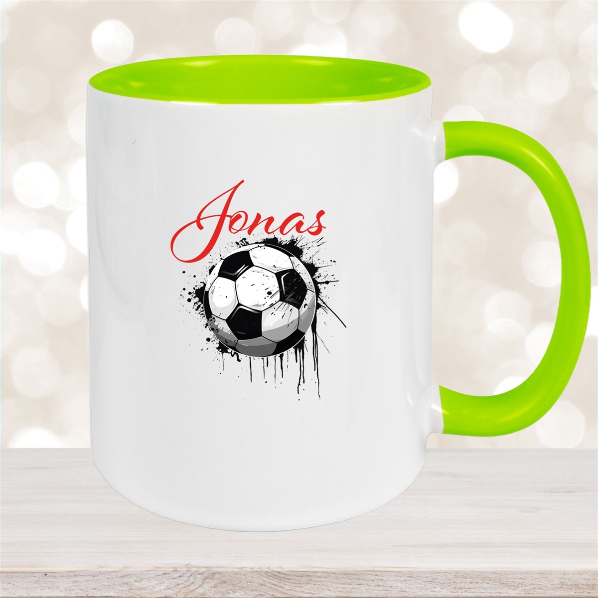 Tasse Wunschname Fußball #19 Personalisiert Keramik Kinderbecher versch. Farben