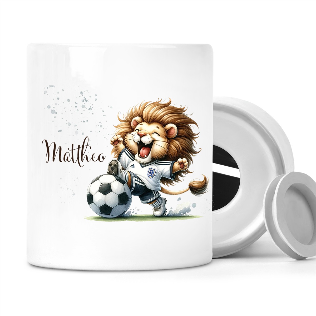 Spardose mit Wunschname Fußball #9 personalisiert