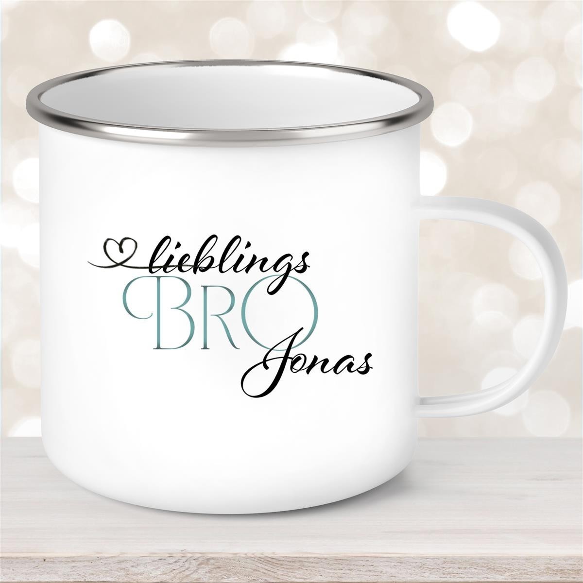 Tasse Wunschname Lieblings-BRO #1 Emaille personalisiert Tasse Wunschname Lieblings-BRO #1 Emaille personalisiert