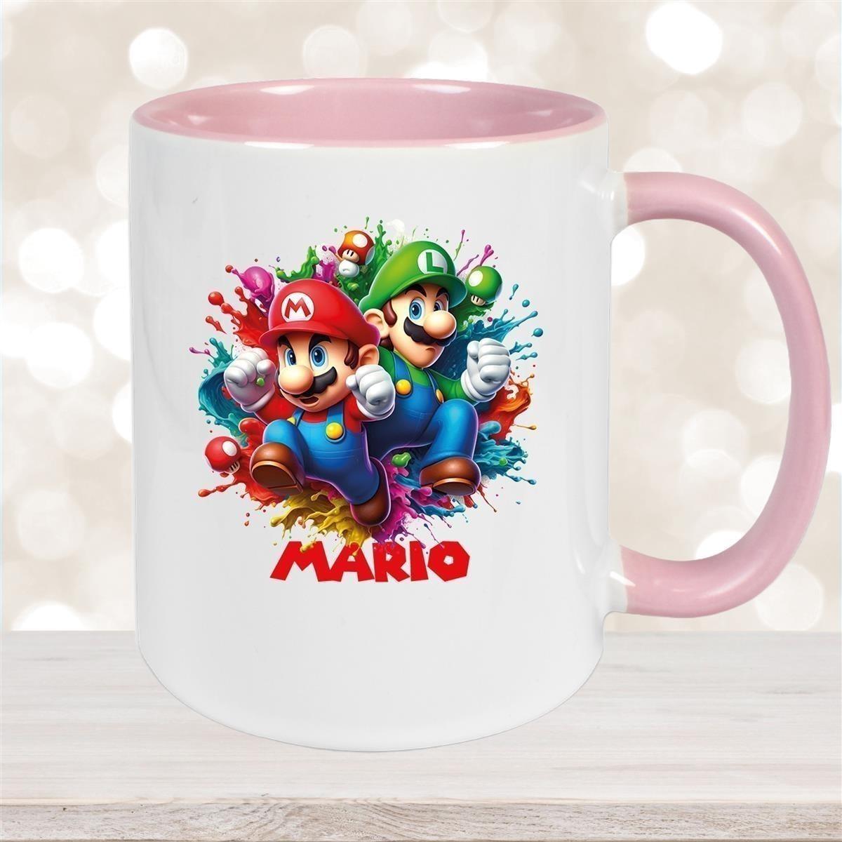 Tasse Wunschname Super-Mario 3 Keramik Kinderbecher personalisiert versch. Farben