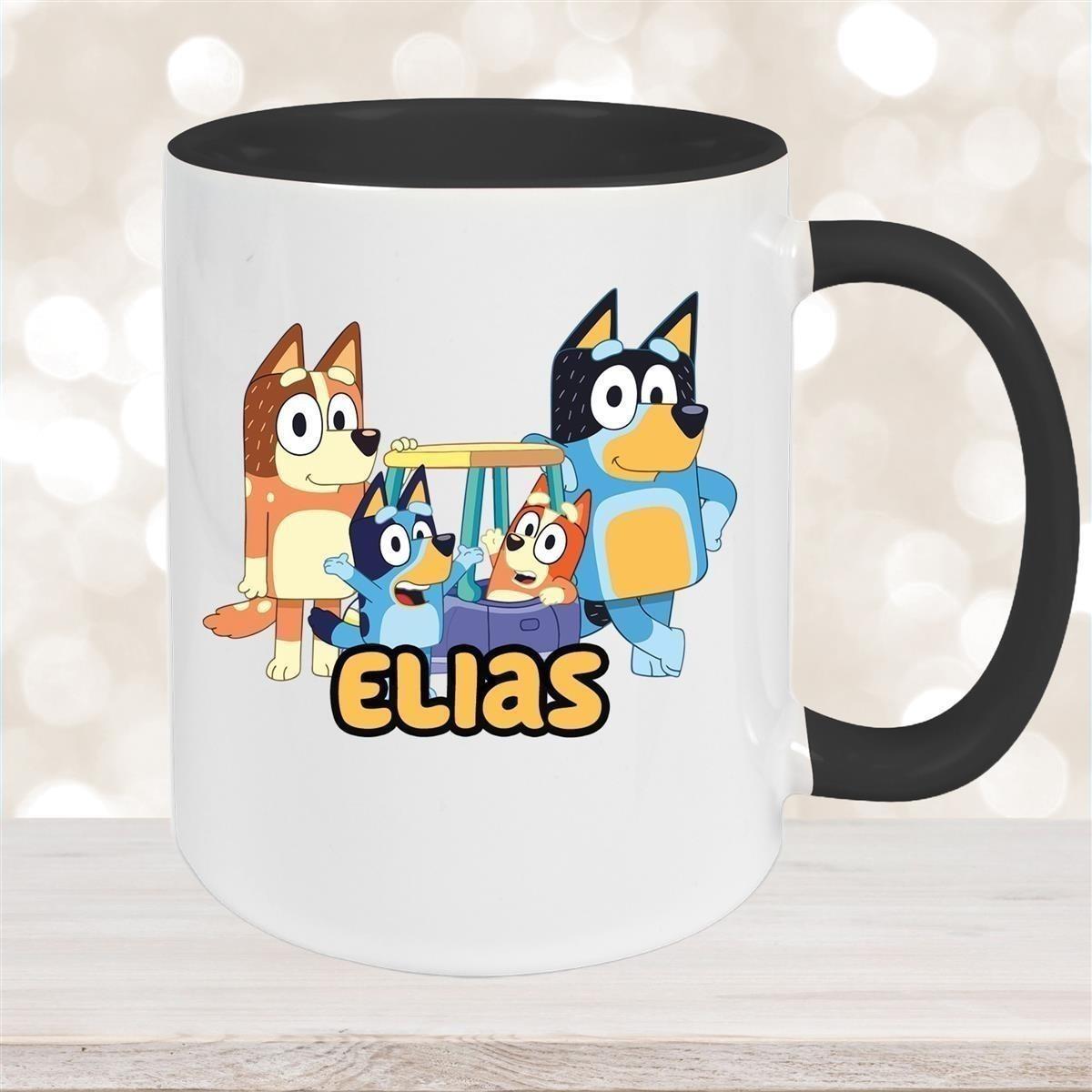 Tasse Bluey 2 Wunschname Keramik Kinderbecher personalisiert versch. Farben