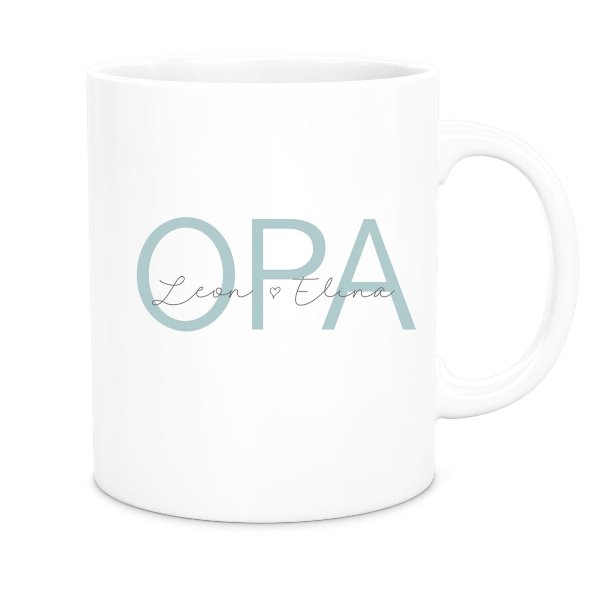 Tasse, Opa, Vatertag, Geburtstag 1 Wunschnamen Keramik Personalisiert versch. Farben