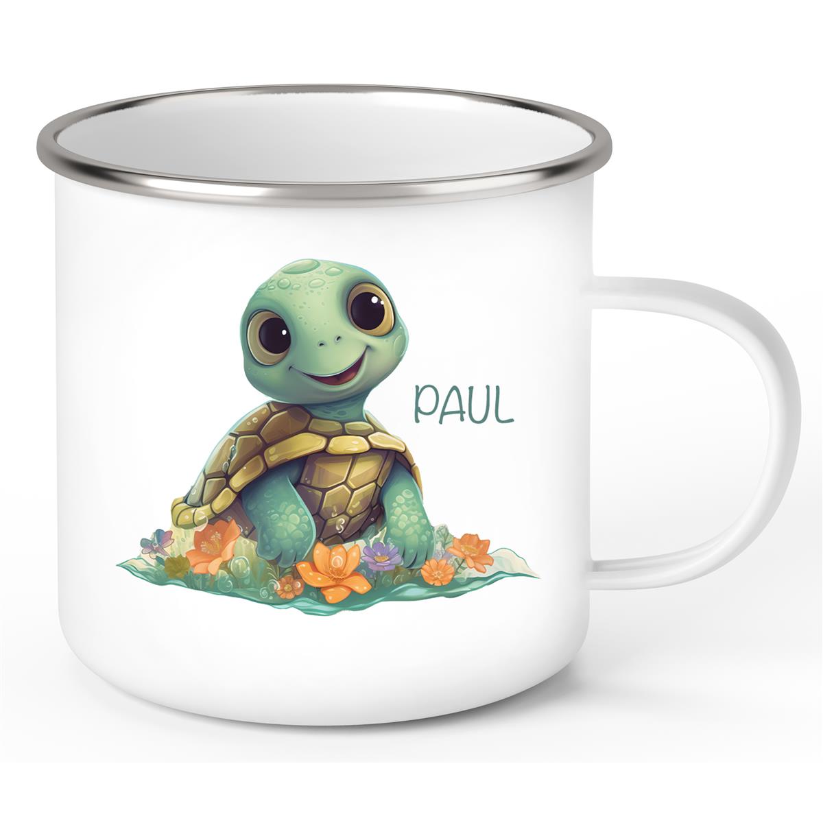 Tasse Wunschname Schildkröte 1 Emaille Kinderbecher personalisiert