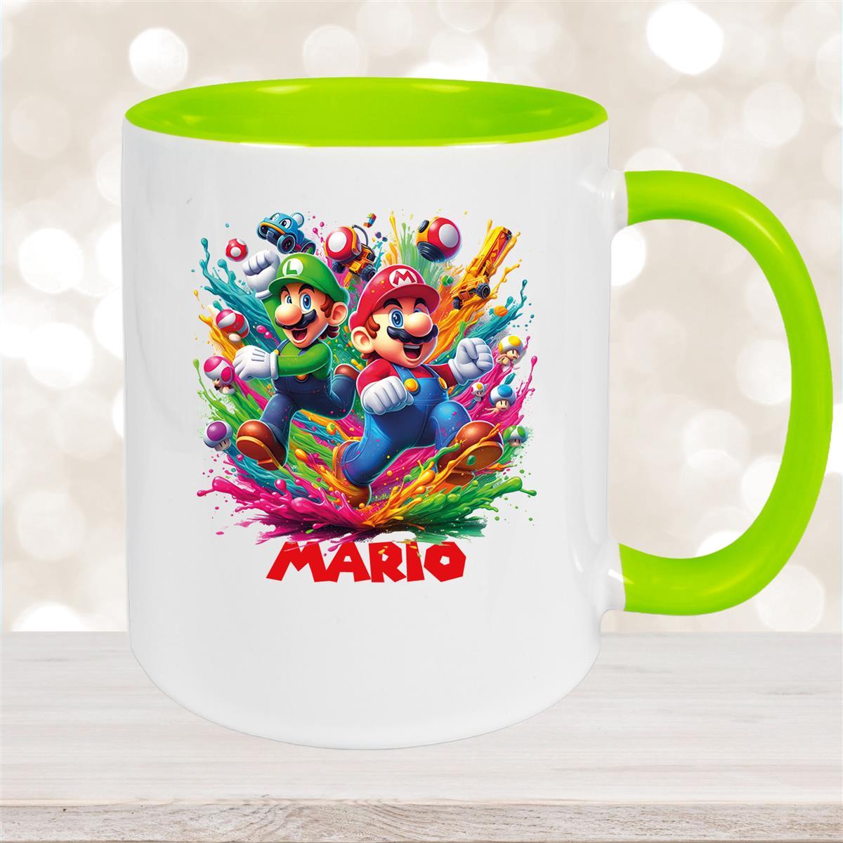 Tasse Wunschname Super-Mario #6 Keramik Kinderbecher personalisiert versch. Farben