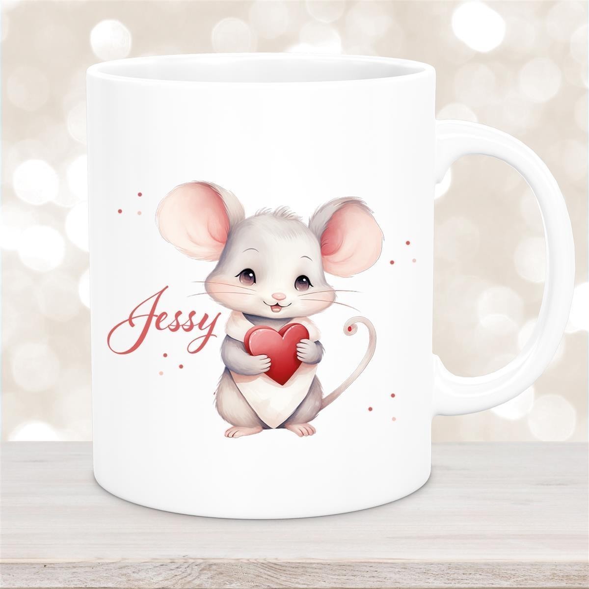 Tasse Liebe - Maus Valentinstag Wunschnamen Keramik personalisiert Weiß Tasse Liebe - Maus Valentinstag Wunschnamen Keramik personalisiert Weiß