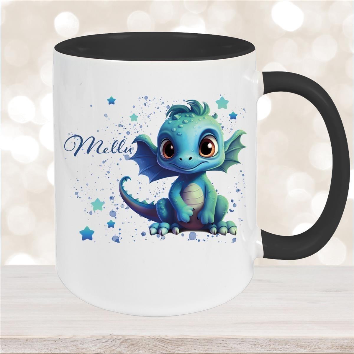 Tasse Wunschname Drache 2 Keramik Kinderbecher versch. Farben