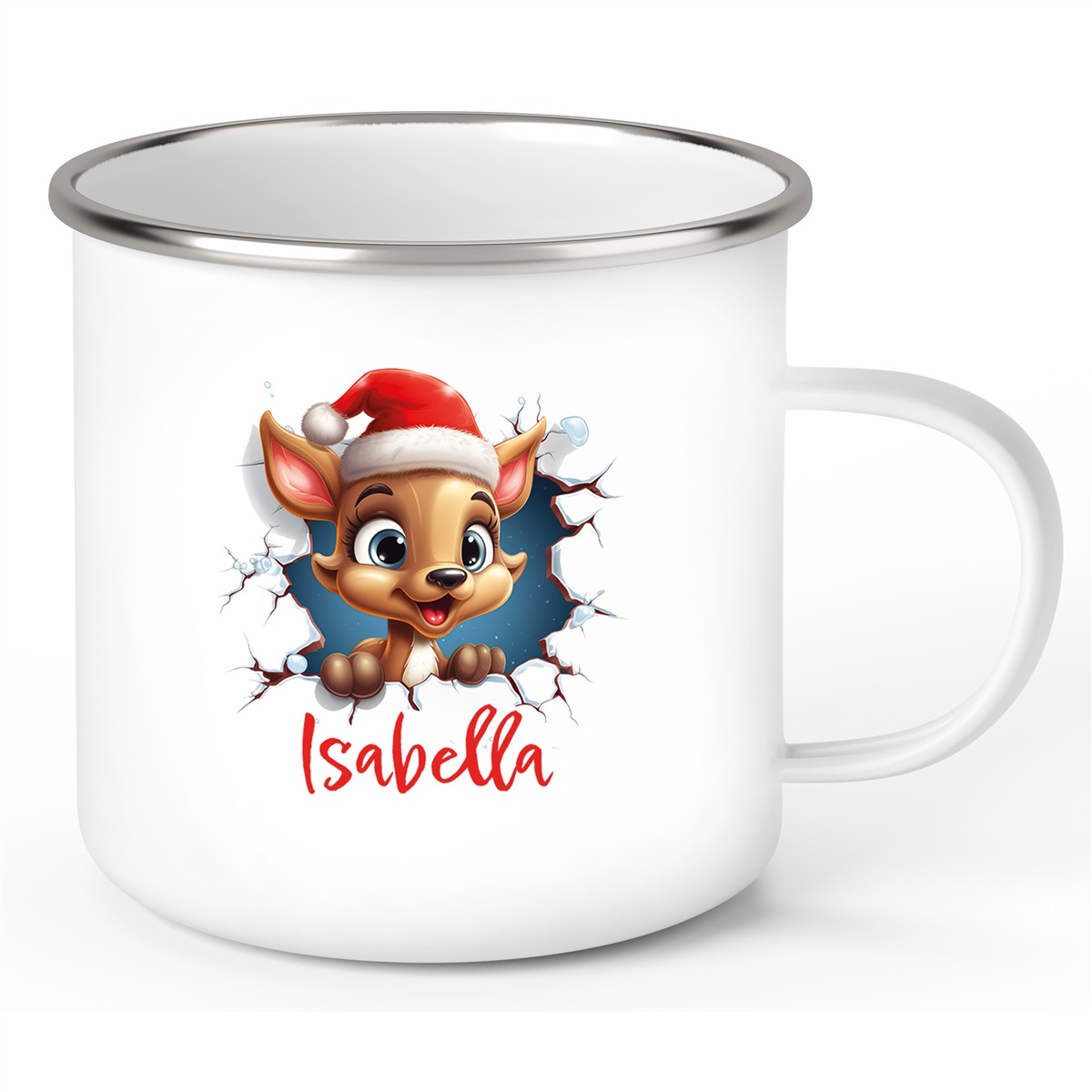 Tasse Wunschname Christmas Rentier #1 Emaille Kinderbecher