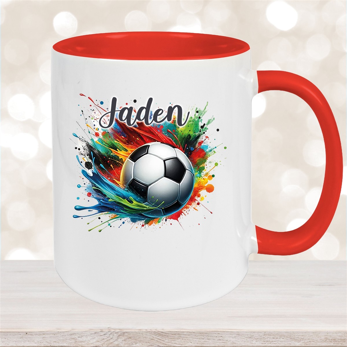 Tasse Wunschname Fußball #11 Keramik Kinderbecher versch. Farben