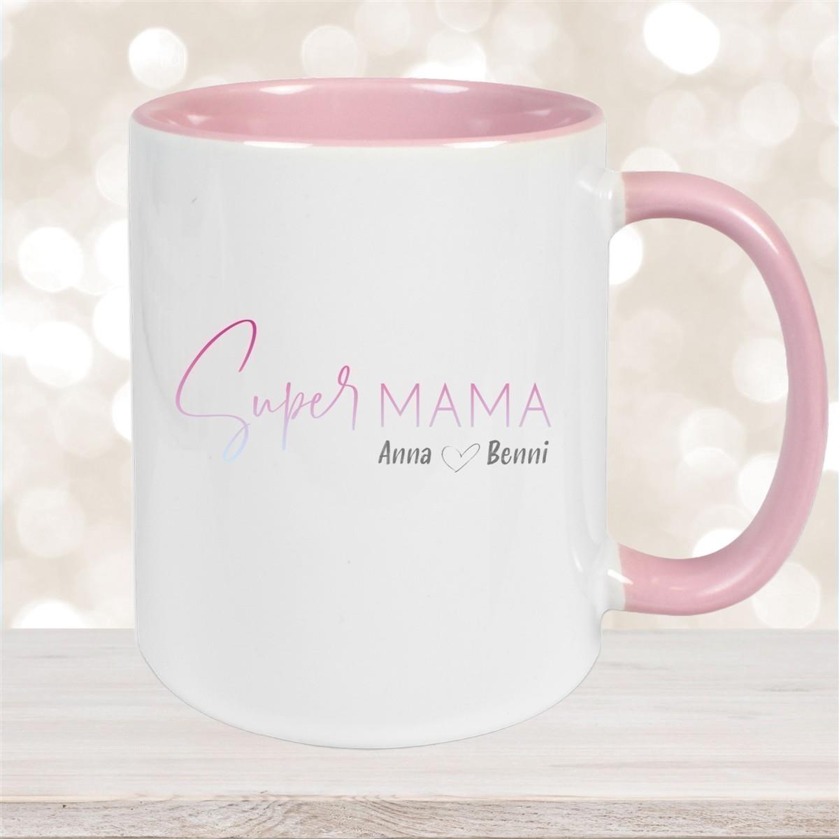 Tasse Muttertag 4 Wunschnamen Keramik Personalisiert versch. Farben