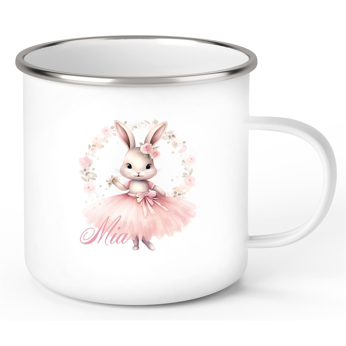 Tasse Ballerina 5 Wunschname Emaille Kinderbecher personalisiert