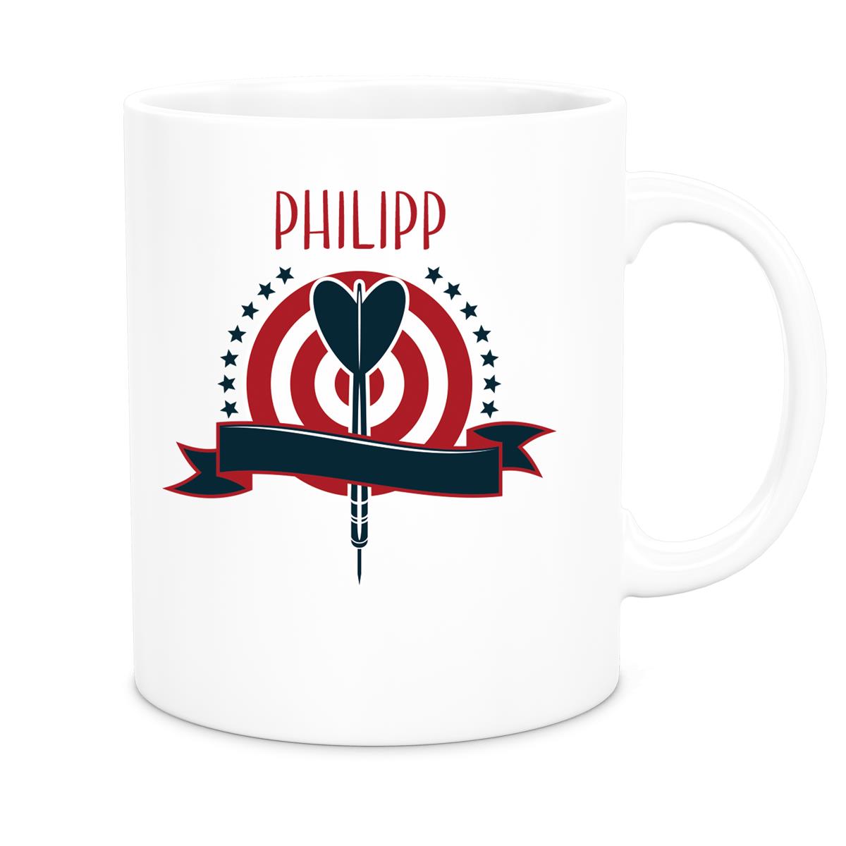 Tasse Dart 4 Wunschname Keramik Kinderbecher personalisiert versch. Farben