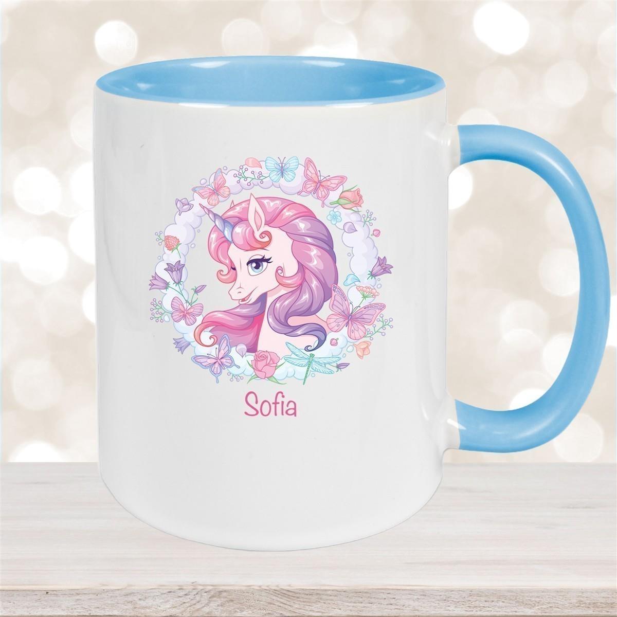 Tasse Wunschname Einhorn 1 Keramik Kinderbecher personalisiert versch. Farben