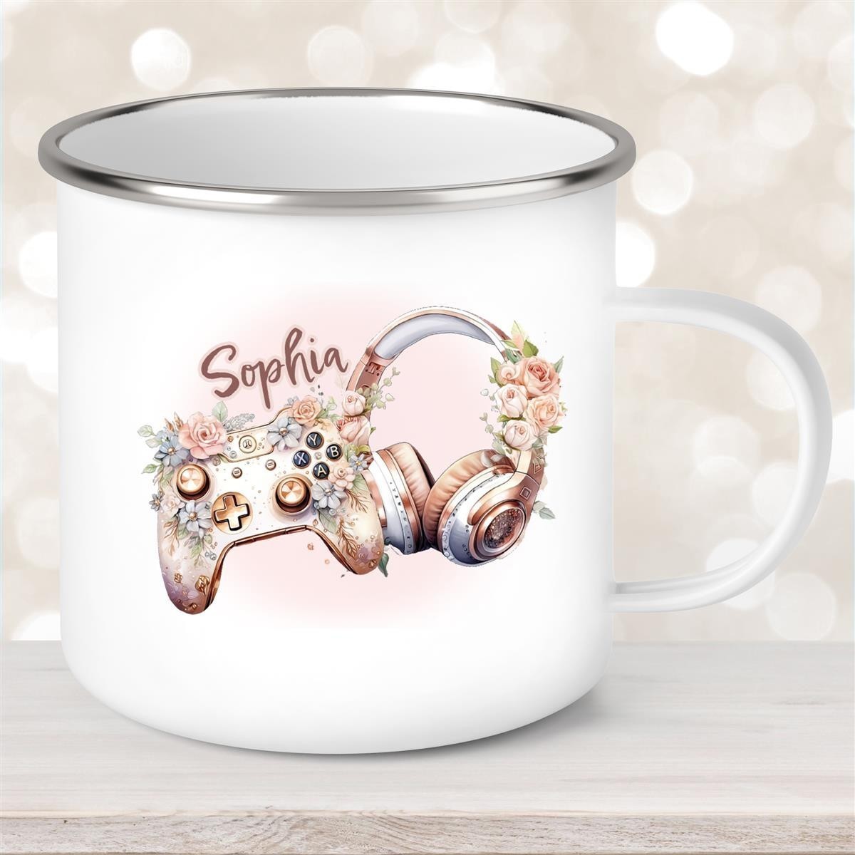 Tasse Gamer #4 Wunschname Emaille Kinderbecher personalisiert Tasse Gamer #4 Wunschname Emaille Kinderbecher personalisiert