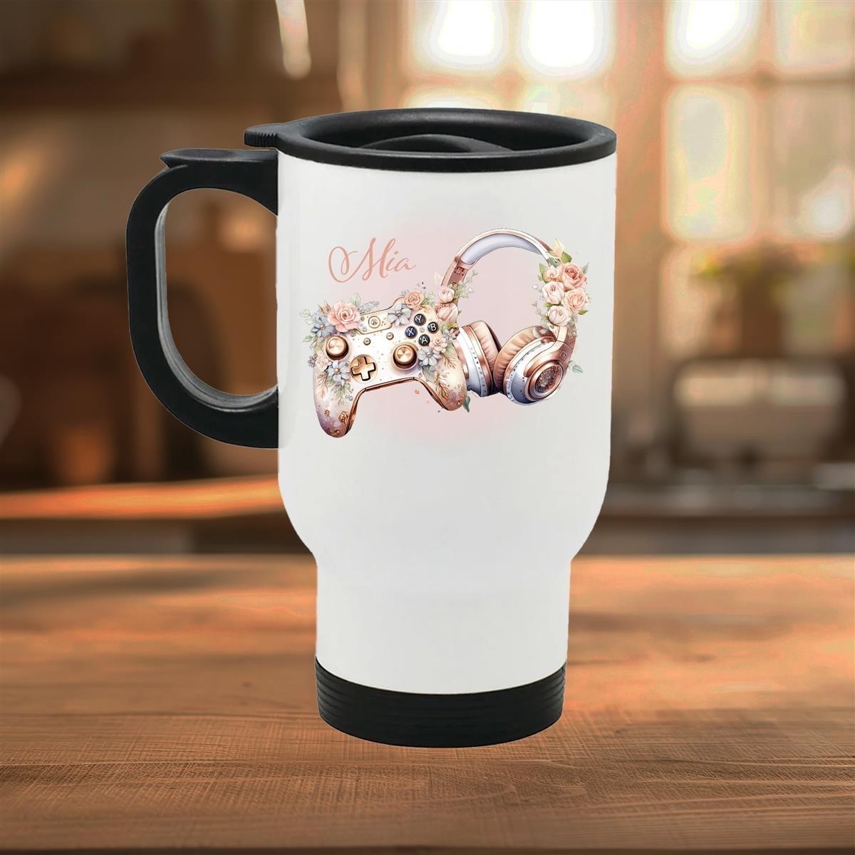 Edelstahl-Thermobecher mit Deckel Gamer #04 weiß Edelstahl-Thermobecher mit Deckel Gamer #04 weiß