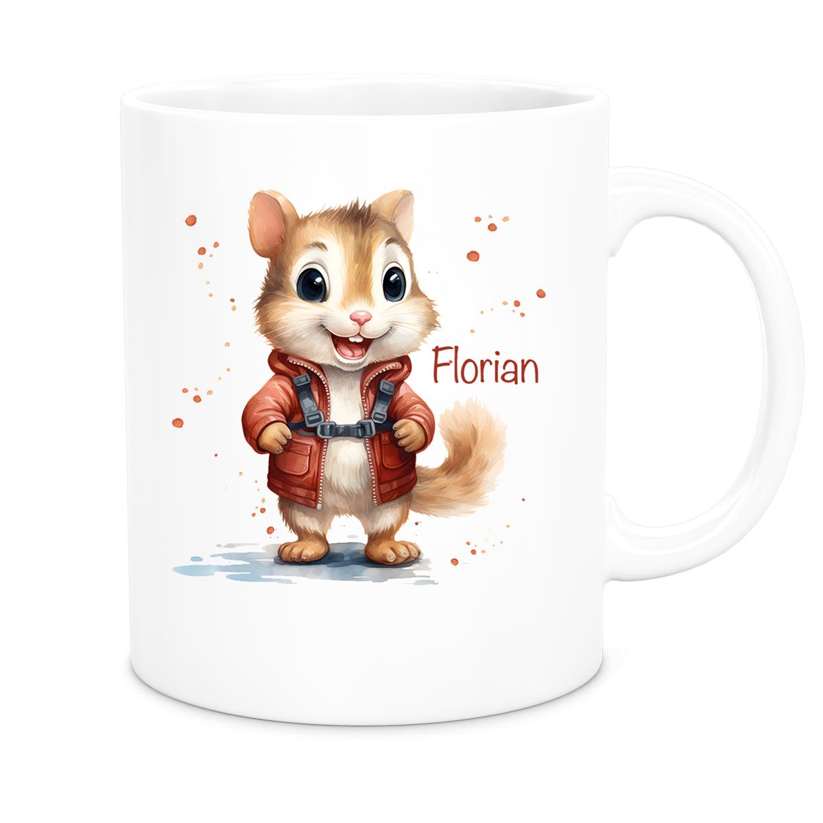 Tasse Wunschname Chipmunk 1 Keramik Kinderbecher personalisiert versch. Farben
