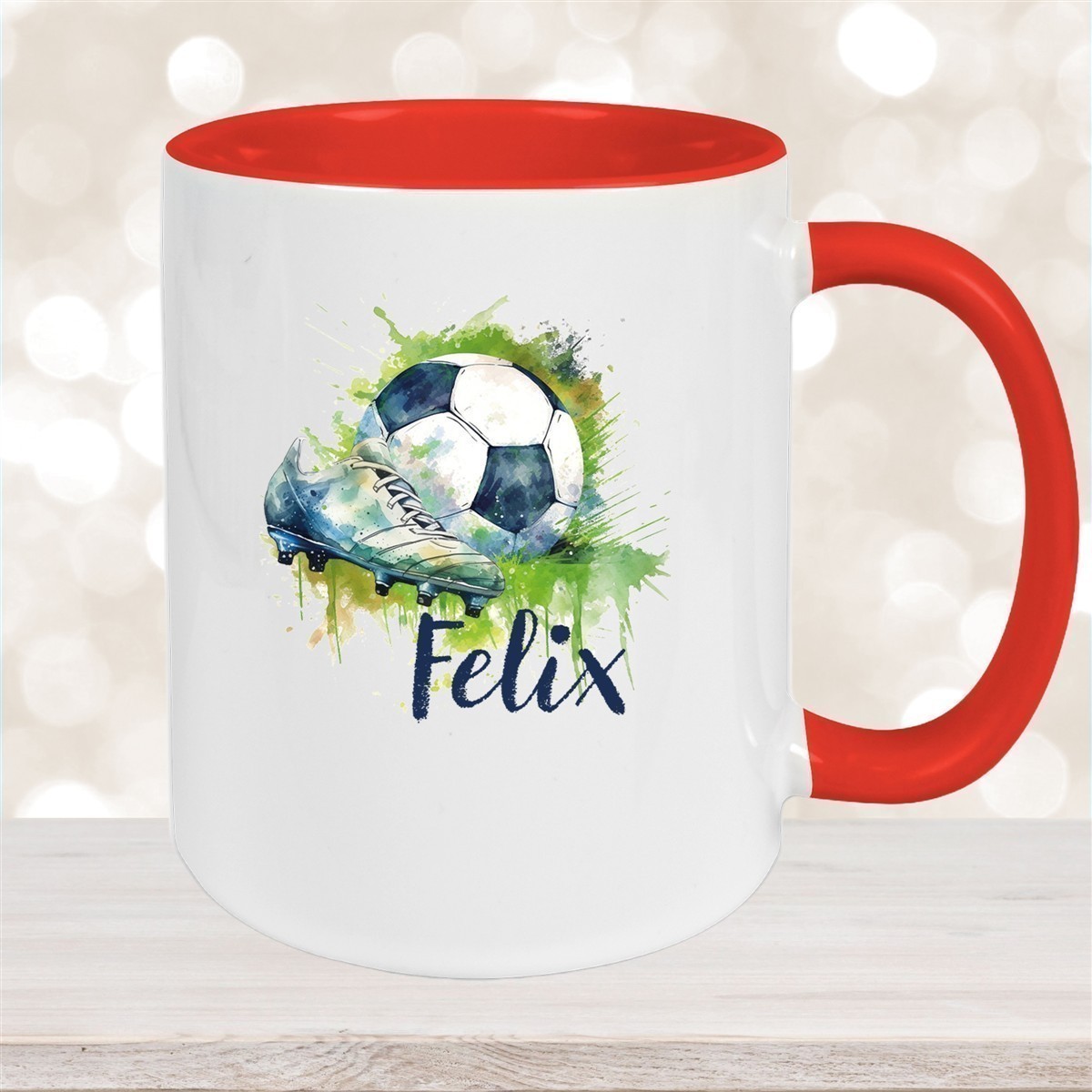 Tasse Fußball #4 Wunschname Keramik Kinderbecher personalisiert versch. Farben