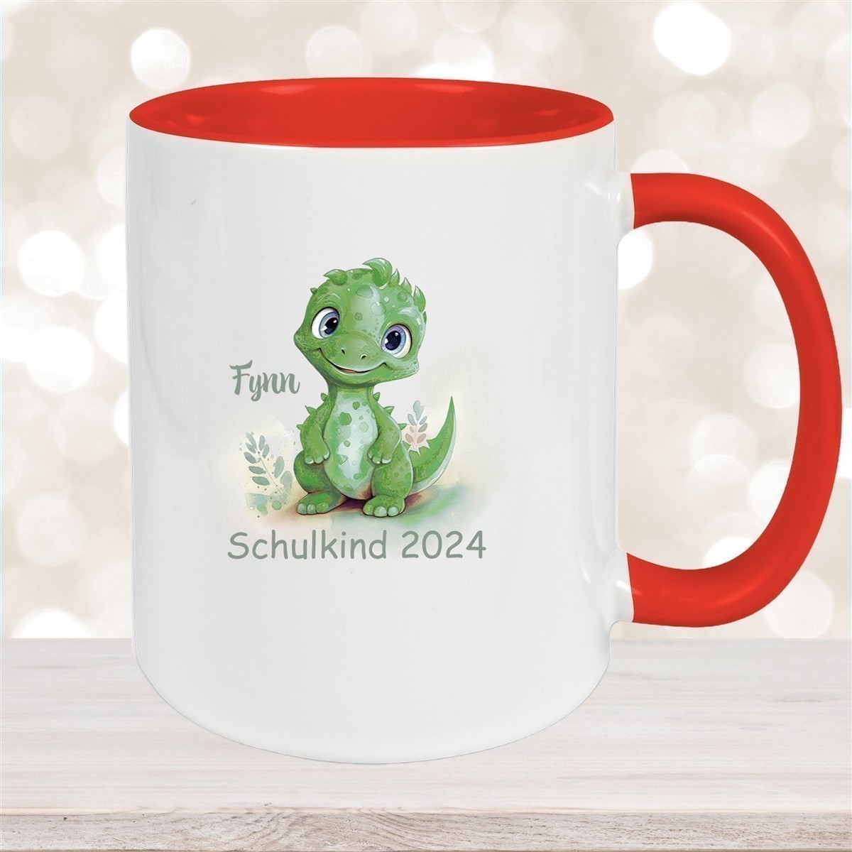 Tasse Schulkind #11 Wunschname Dino #2 Keramik Kinderbecher Personalisiert versch. Farben