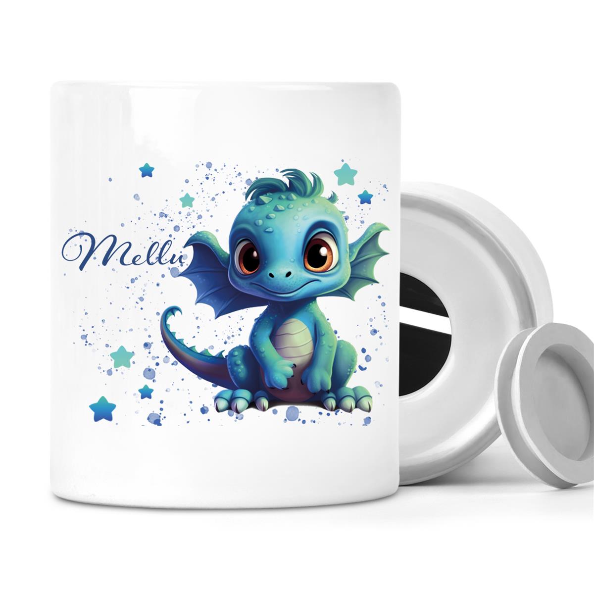 Spardose mit  Wunschname Drache 2 personalisiert