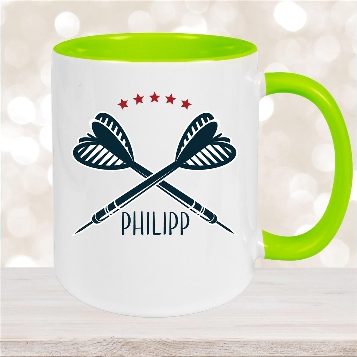 Tasse Dart 3 Wunschname Keramik Kinderbecher personalisiert versch. Farben