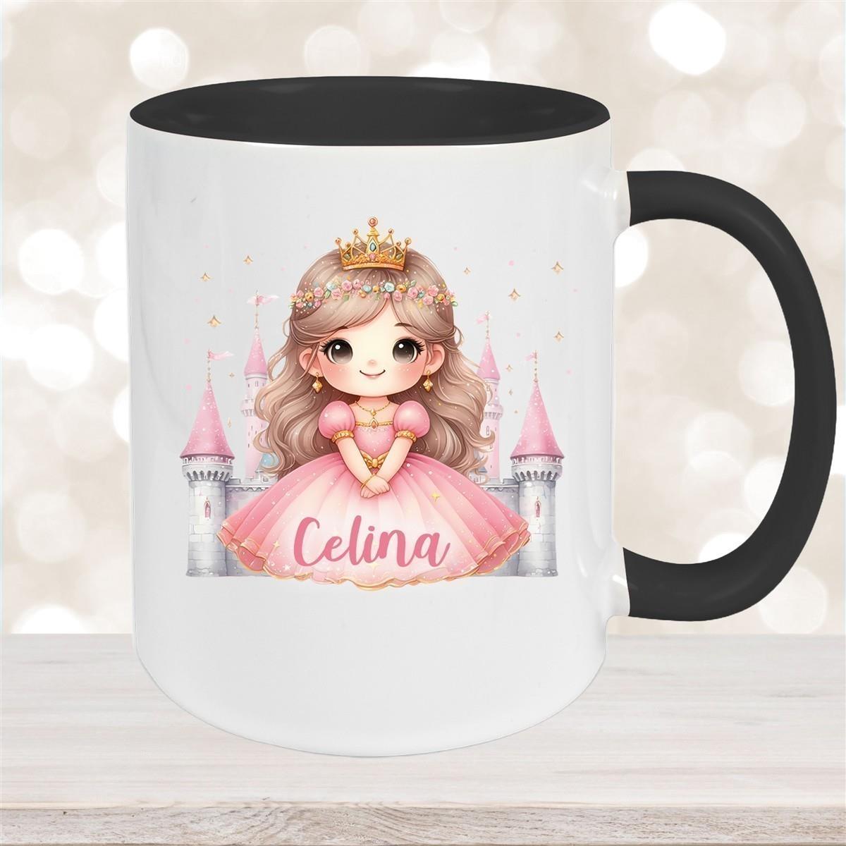 Tasse Kinder Prinzessin 3 Wunschname Keramik Kinderbecher personalisiert versch. Farben