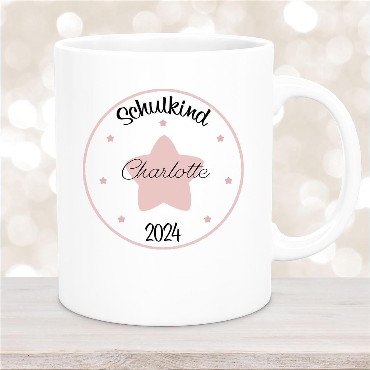 Tasse Schulkind 02 Wunschname Keramik Kinderbecher Personalisiert versch. Farben